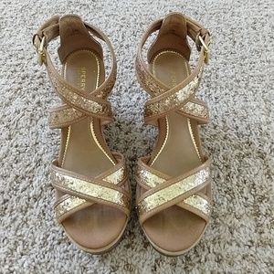 Sperry wedges, gold sparkle
